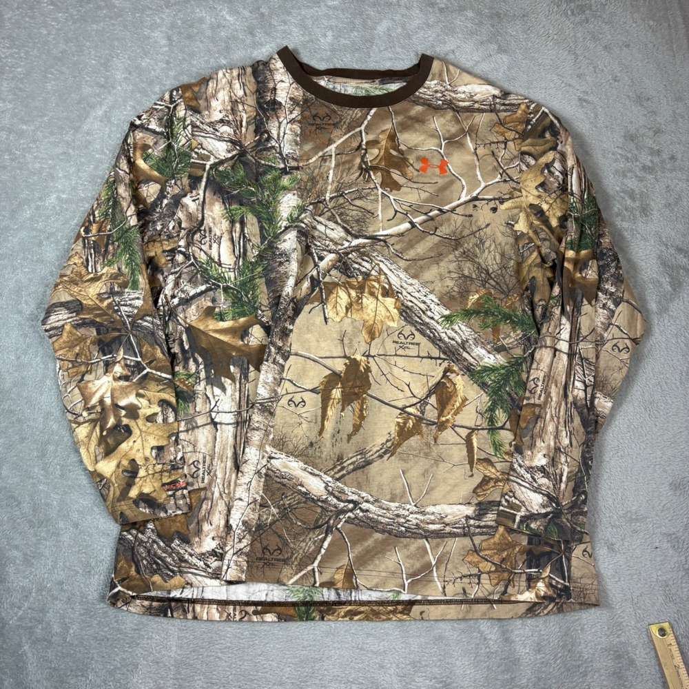 Under Armour Shirt Mens 2XL Realtree Camo HeatGear Loose Fit Long Sleeve Hunting